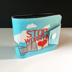 Burger & Friend Wallet NYCC Stop Worrying Love Heart Bomb Bifold Leather Artist